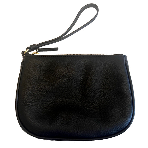 TALBOTS Black Mini Clutch Peeble Leather Wristlet Handbag Purse Quality - Picture 1 of 5